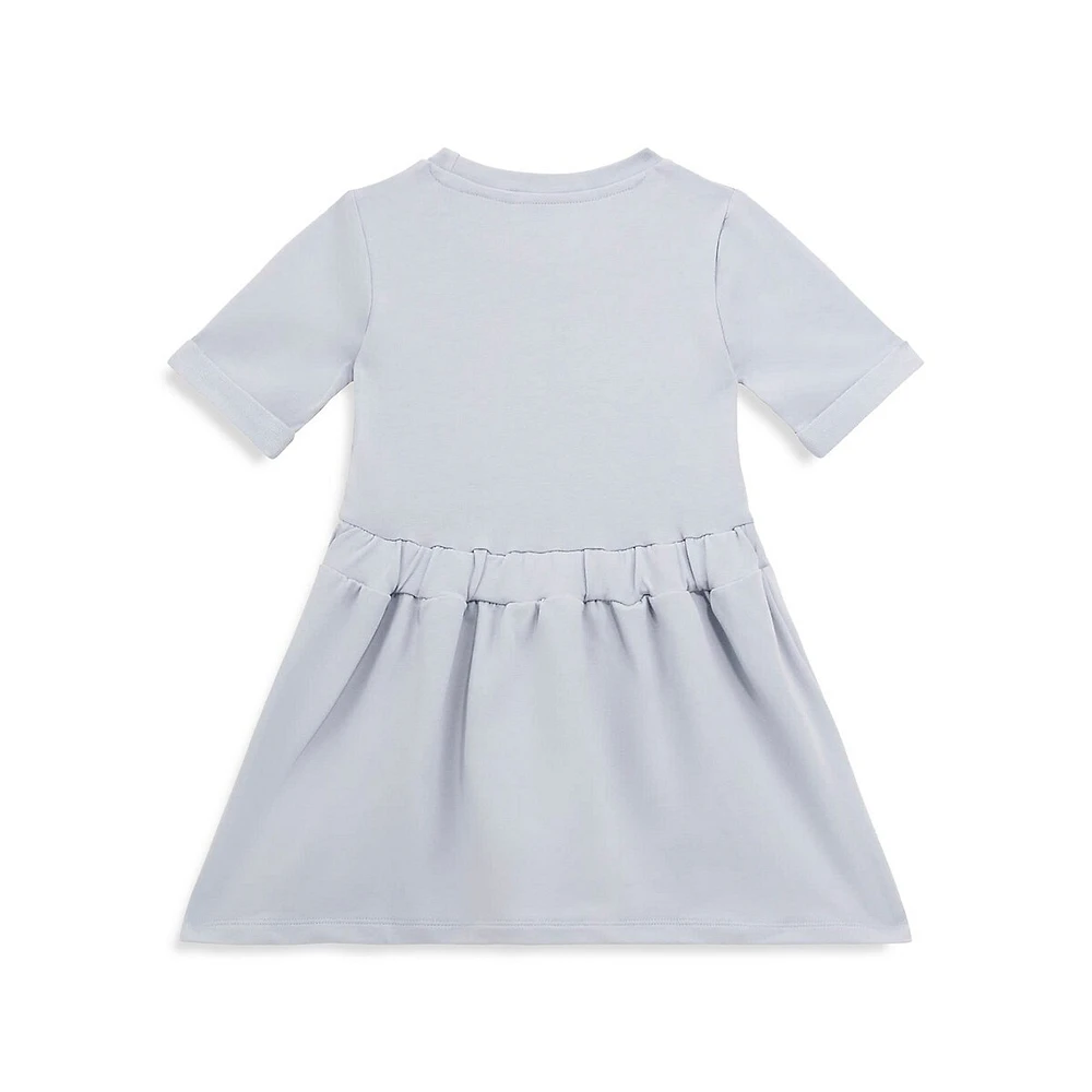 Little Girl's Guess Eco Sequin-Logo Terry Dress