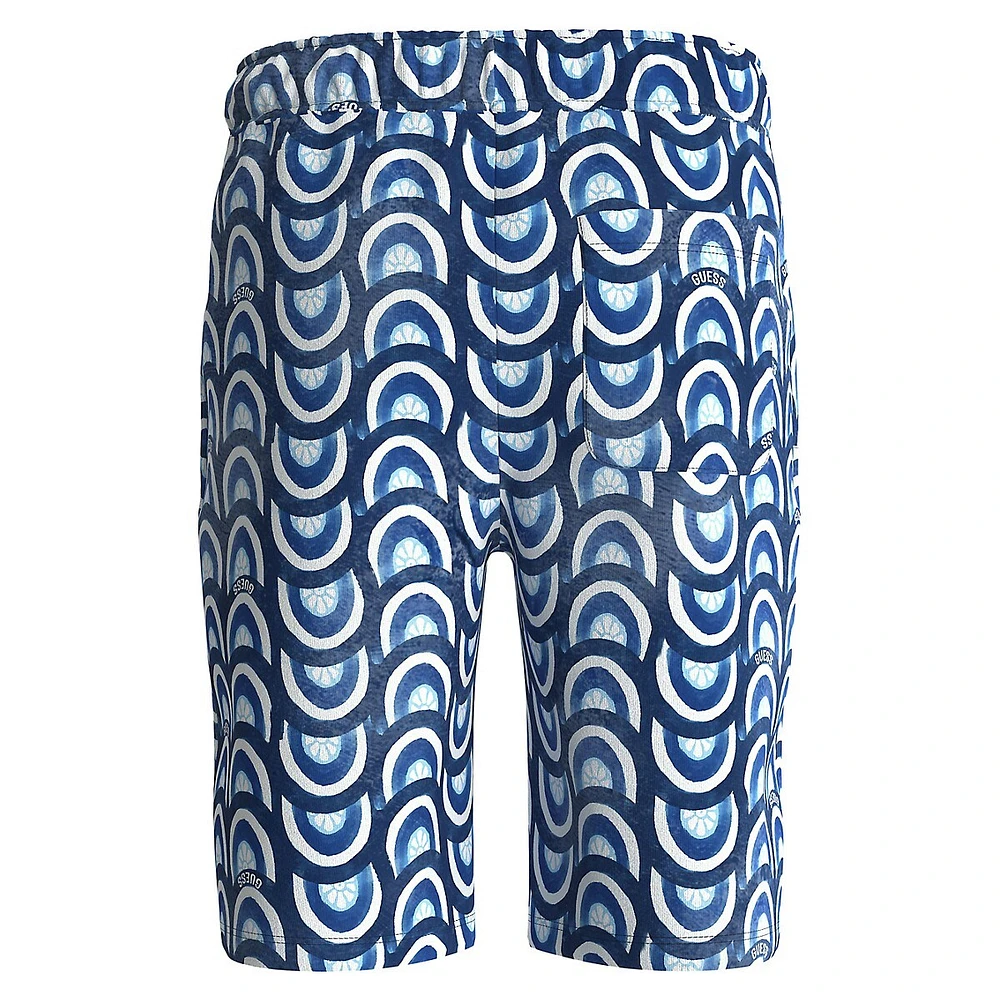 Boy's Organic Cotton Geo-Print Logo Shorts