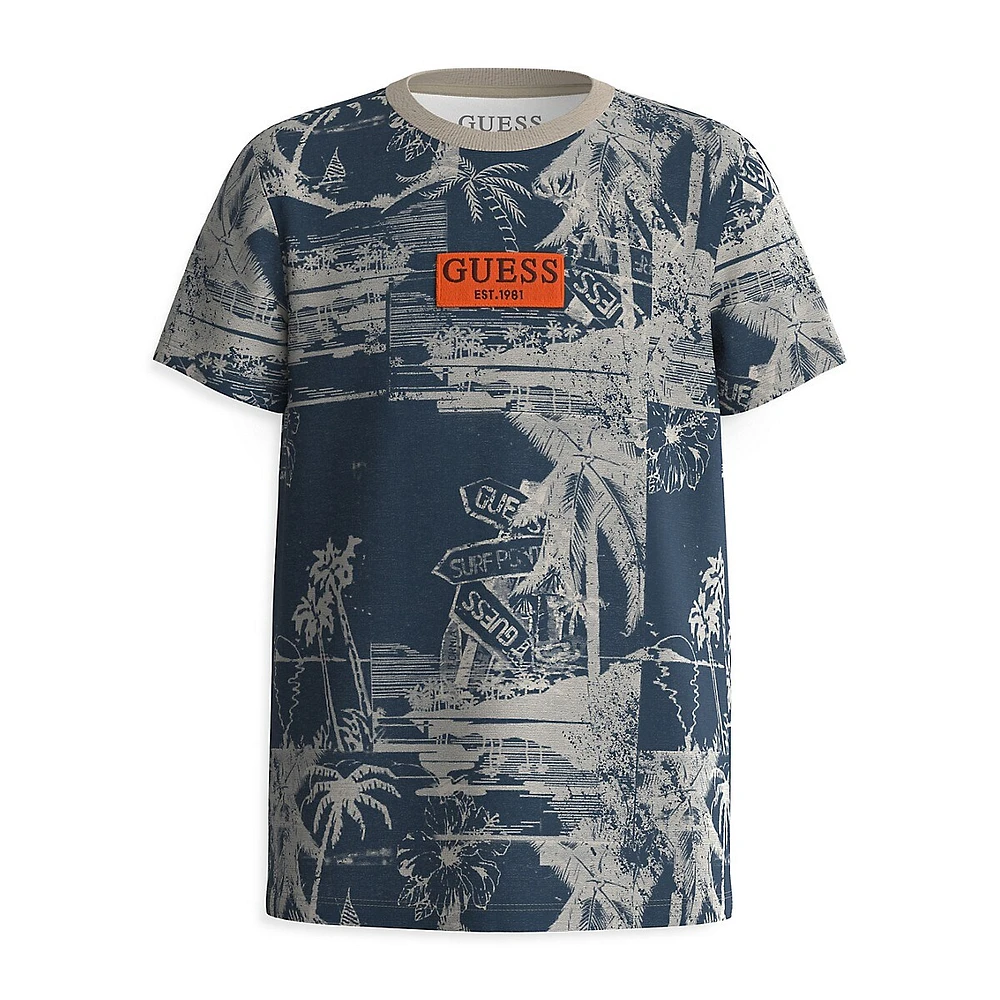 Boy's Island-Print Logo T-Shirt