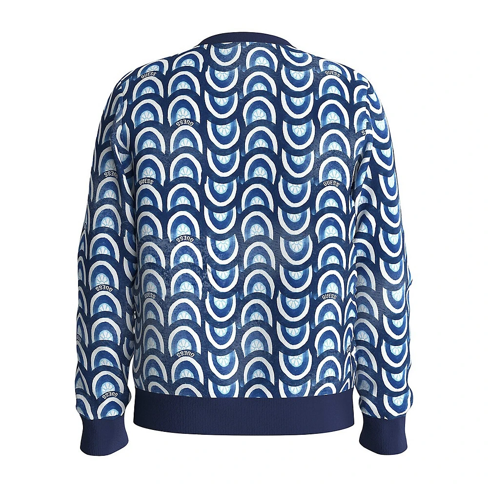 Boy's Organic Cotton Geo-Print Logo Sweater