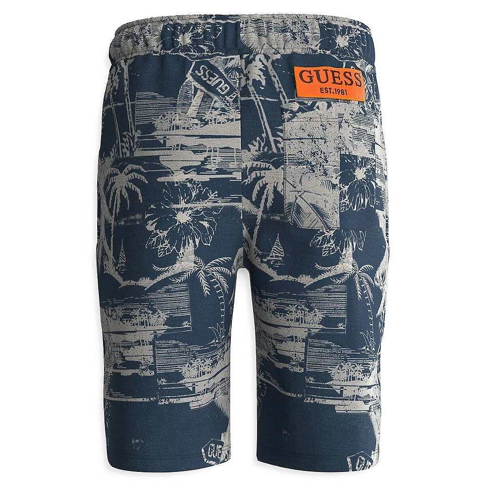 Little Boy's Island-Print Active Shorts