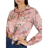 Jun Floral-Print Bowed Shirt