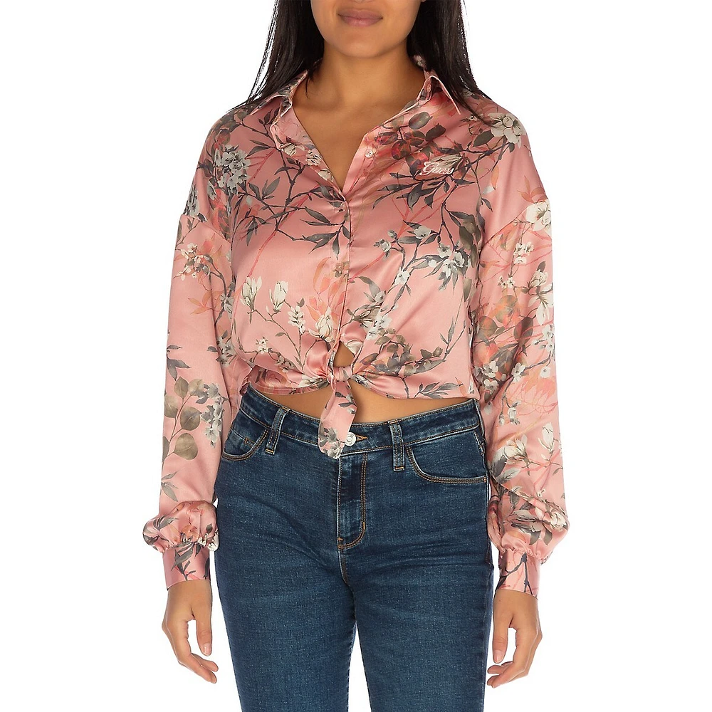 Jun Floral-Print Bowed Shirt