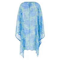 Asia Floral Chiffon Open-Front Coverup