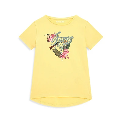 Girl's Glitter-Print High-Low T-Shirt