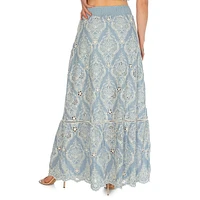 Frida Embroidered Eyelet Maxi Skirt