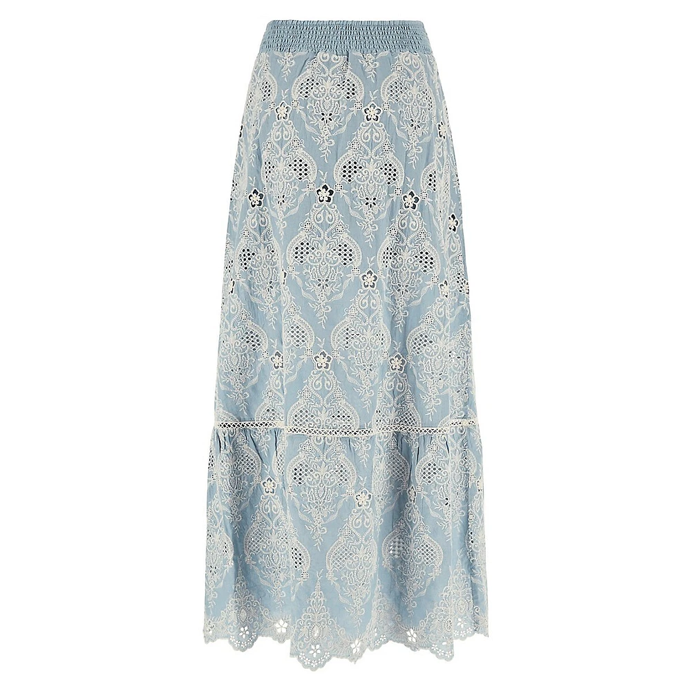 Frida Embroidered Eyelet Maxi Skirt