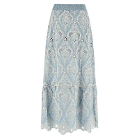 Frida Embroidered Eyelet Maxi Skirt