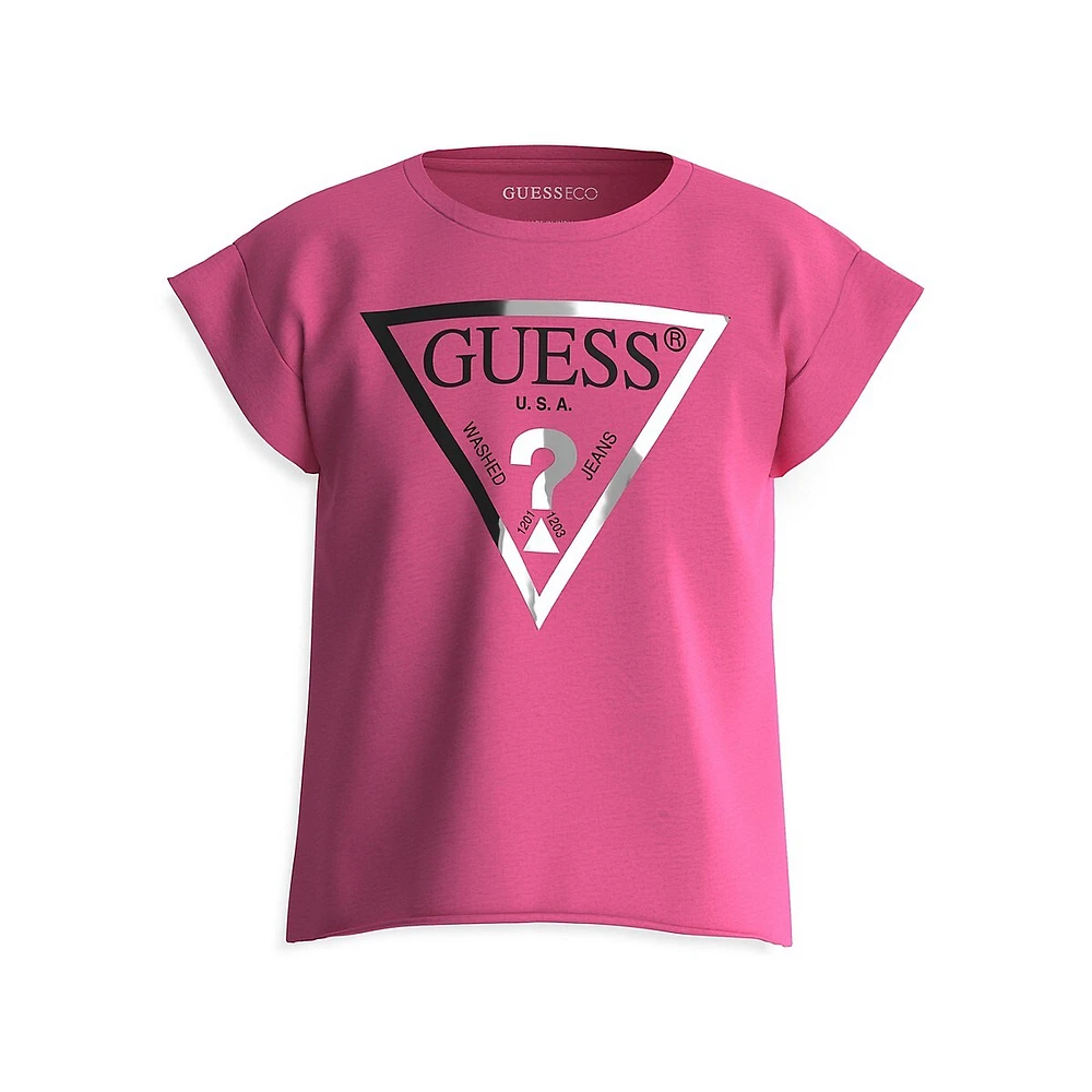 Girl's Foil-Logo Cropped T-Shirt