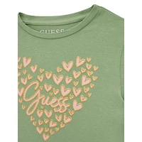 Little Girl's Glitter-Print Logo Heart T-Shirt