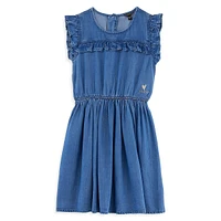 Girl's Ruffled Denim Dress