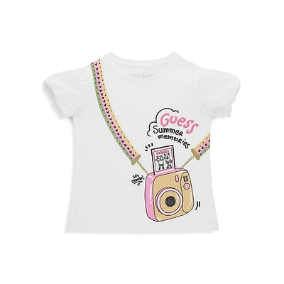 Little Girl's Camera-Print Logo T-Shirt