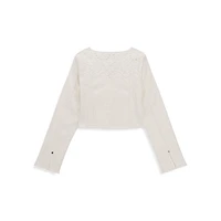 Girl's Eyelet-Trim Denim Jacket