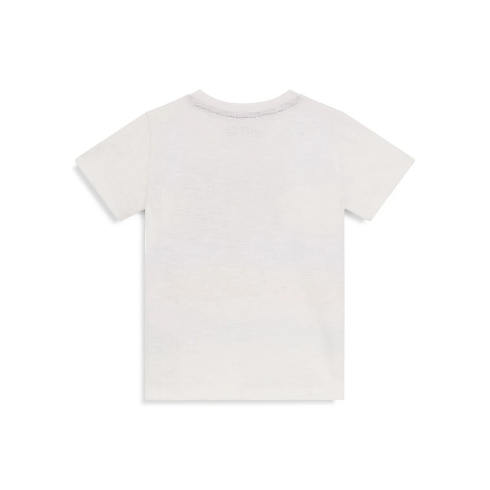 Little Boy's Watercolour Logo Print T-Shirt