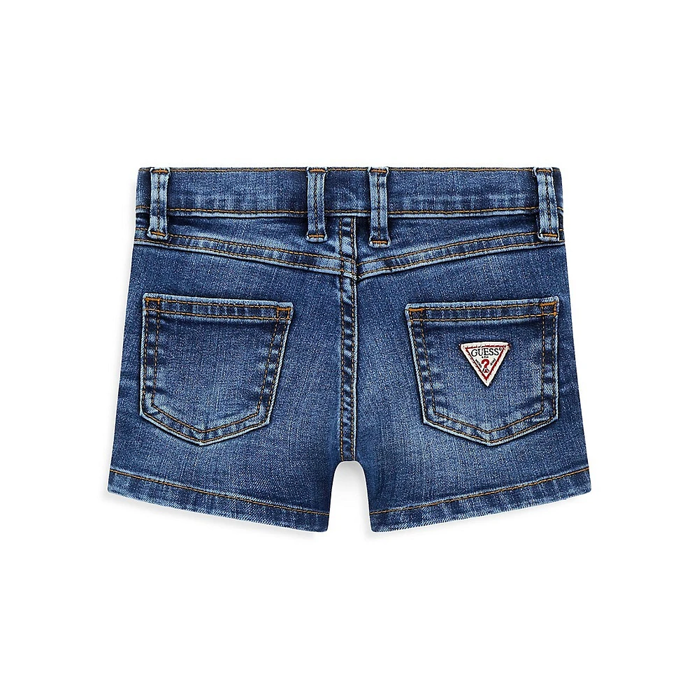 Little Girl's Ice Wash Stretch-Denim Shorts