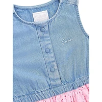 Little Girl's Denim & Eyelet Dress