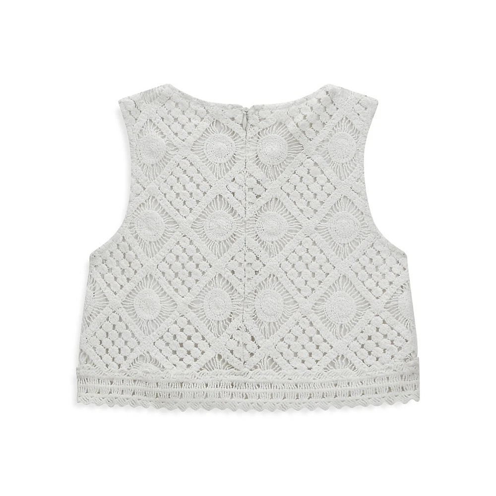 Girl's Sleeveless Macrame Lace Top