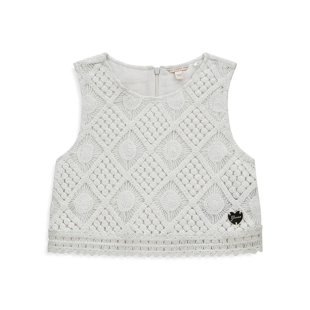 Girl's Sleeveless Macrame Lace Top