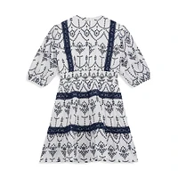 Girl's Sangallo Lace Puff-Sleeve Dress