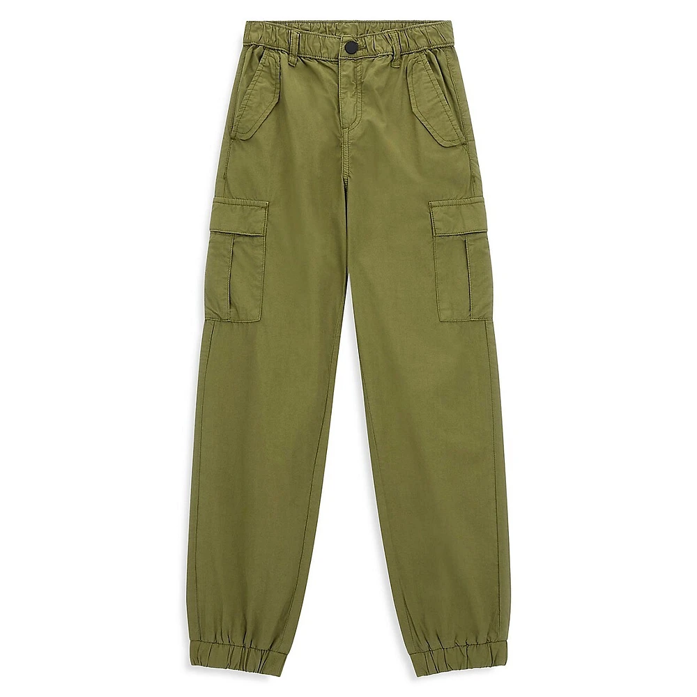 Boy's Garment-Dye Poplin Cargo Jogger Pants