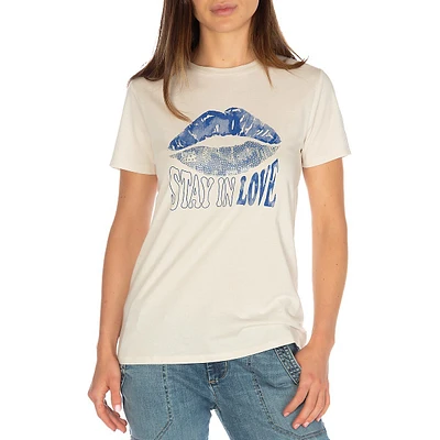Easy-Fit Organic Cotton Stay Love Lips-Graphic T-Shirt