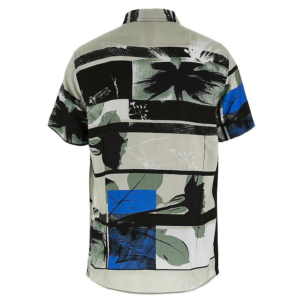 Slim Fit Palm Collage-Print Shirt