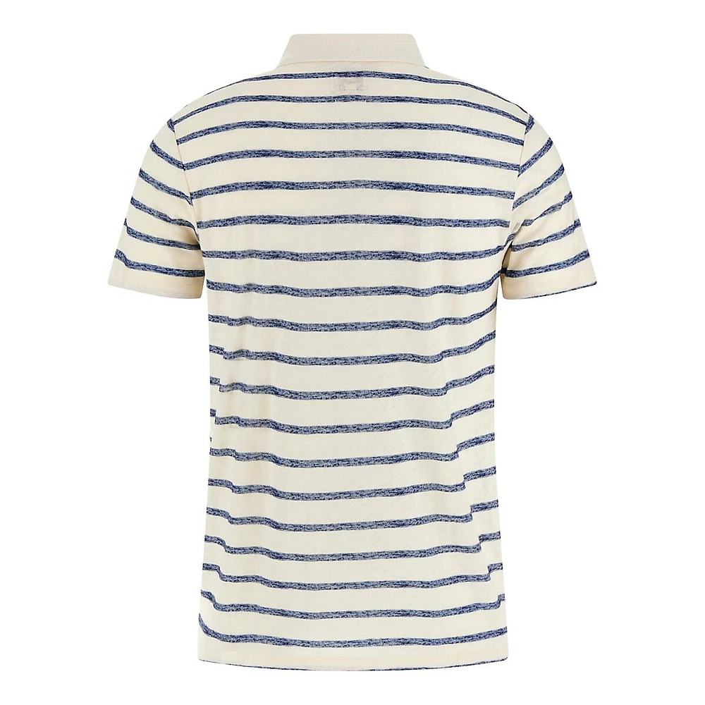 Eco Playa Striped Linen & Cotton Polo Shirt