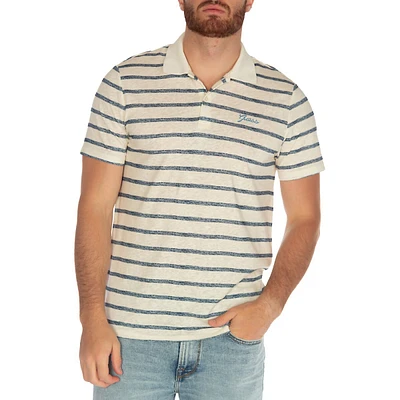 Eco Playa Striped Linen & Cotton Polo Shirt
