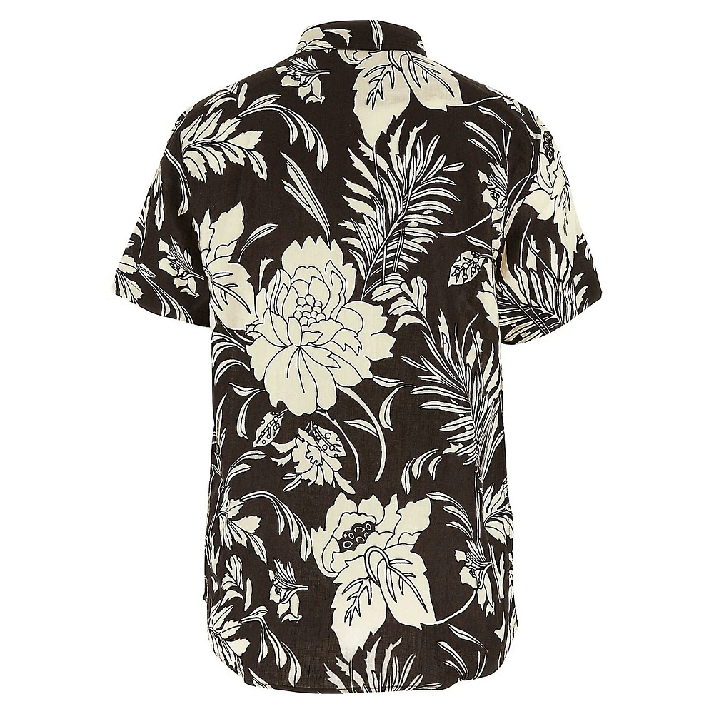 Island Linen Short-Sleeve Cypress Palm Shirt