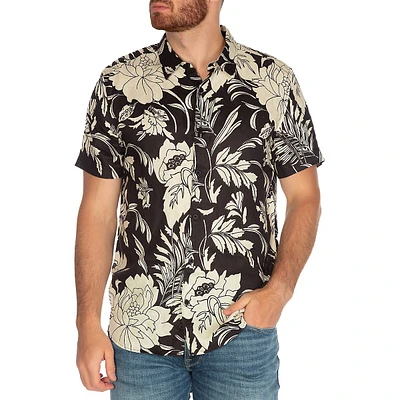 Island Linen Short-Sleeve Cypress Palm Shirt