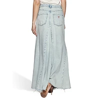 Paneled Denim Maxi Skirt