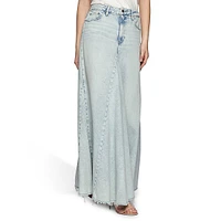 Paneled Denim Maxi Skirt