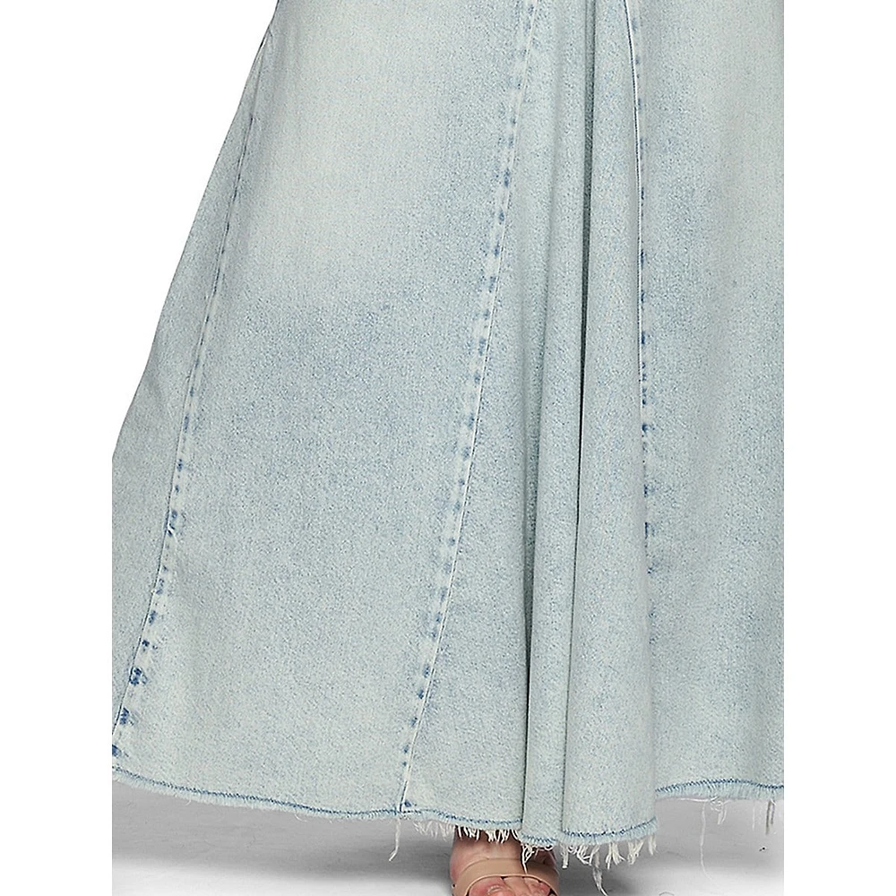 Paneled Denim Maxi Skirt