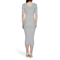 Katelyn Short-Sleeve Midi Rib Sweater Dress