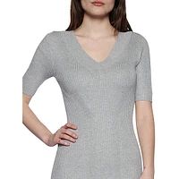 Katelyn Short-Sleeve Midi Rib Sweater Dress