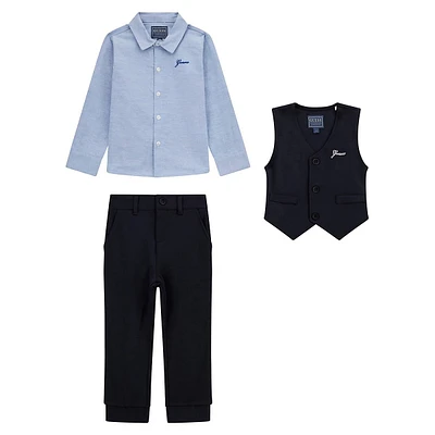 Little Boy's 3-Piece Vest, Shirt & Pants Set