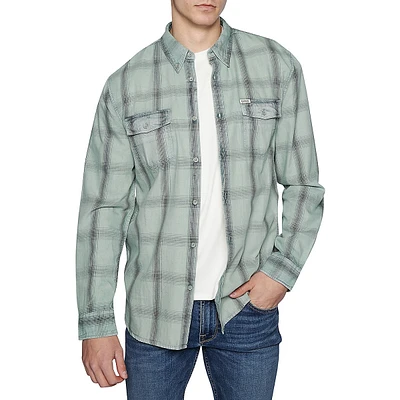 Sunset Check Vintage-Wash Organic Cotton Shirt