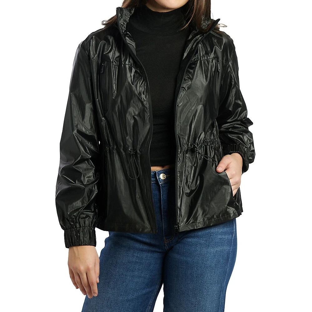 Sophie Peplum Packable Windbreaker Jacket