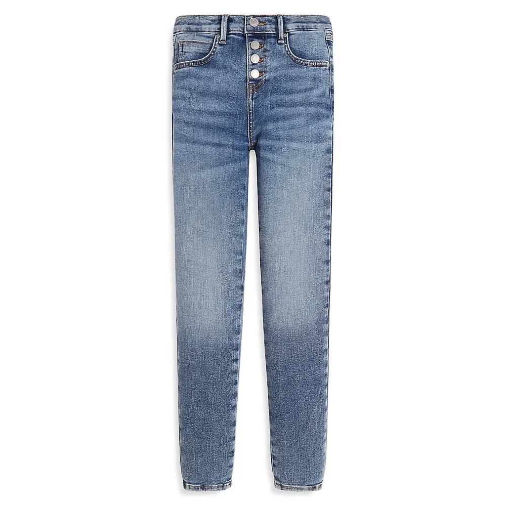 GUESS Girl's High-Rise Button-Fly Jeans