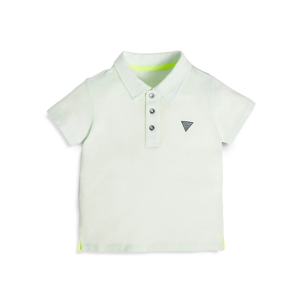 Little Boy's & Logo-Print Cotton Polo Shirt