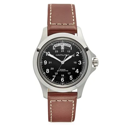 Khaki Field King Automatic Leather Strap Watch H64455533