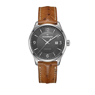 Stainless Steel Analog Leather Strap Watch H32755851