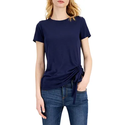 Petite Side-Ruched T-Shirt