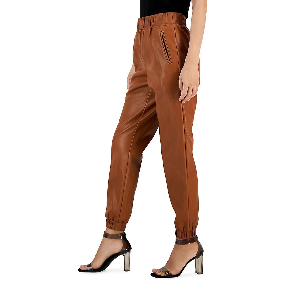 Faux Leather Jogger Pants