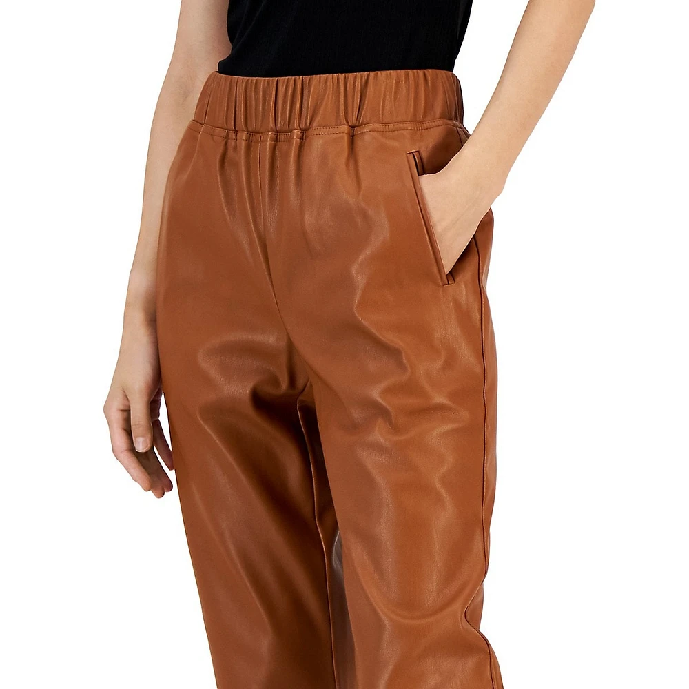 Faux Leather Jogger Pants