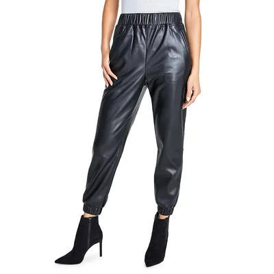 Petite Faux Leather Joggers