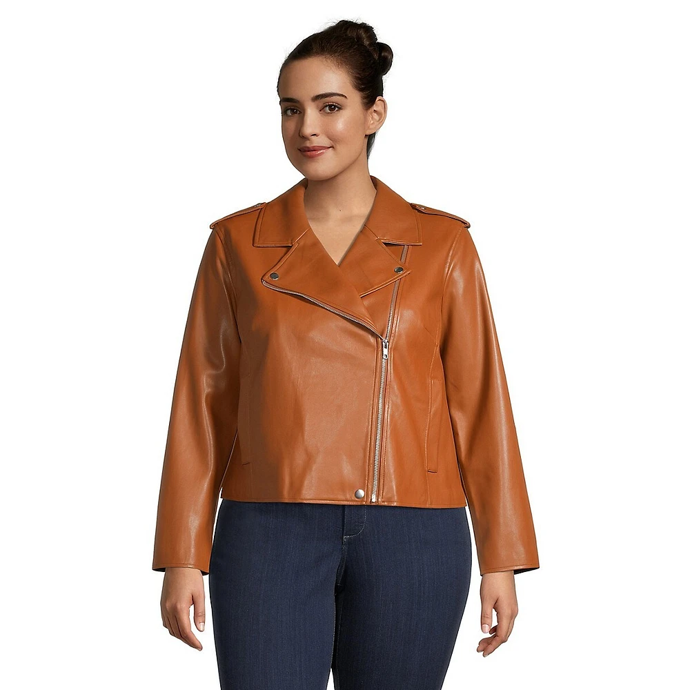 Plus Faux Leather Moto Jacket