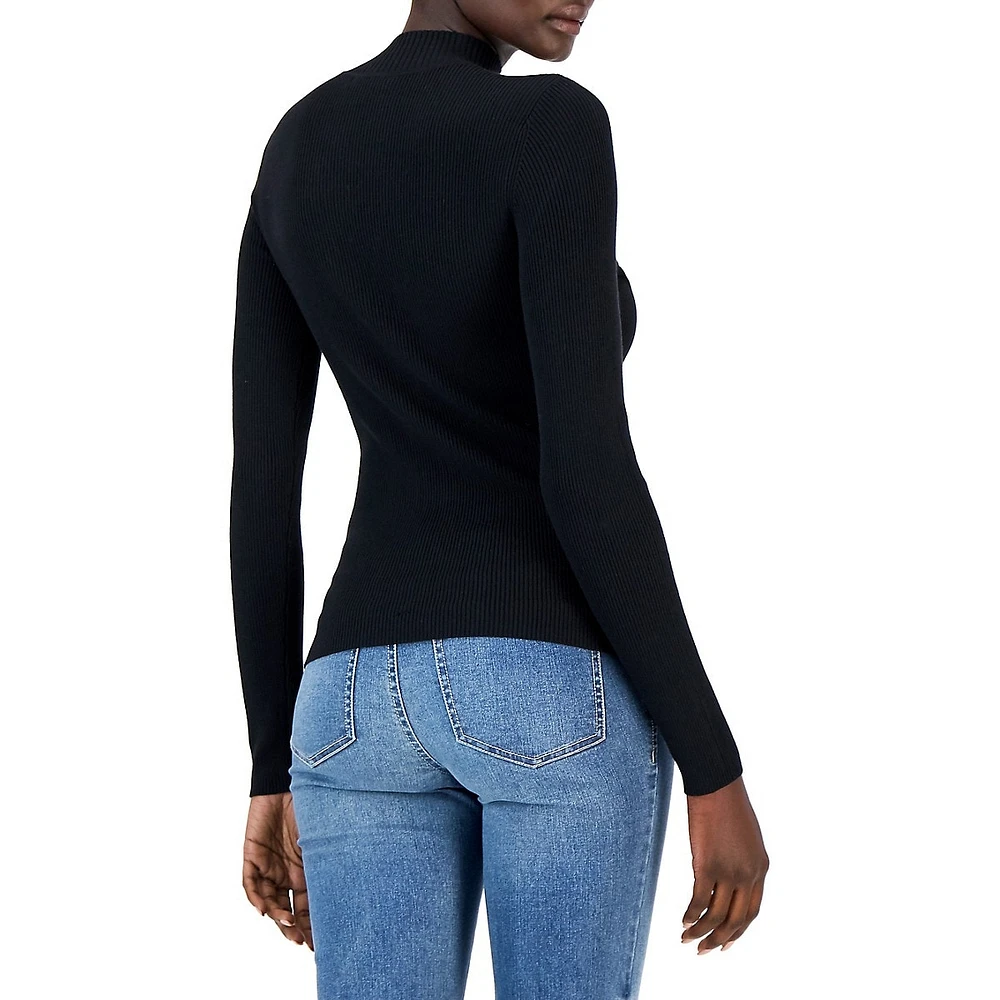 Directional-Rib Mockneck Sweater