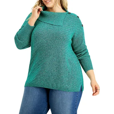 Plus Envelope-Neck Tunic Sweater