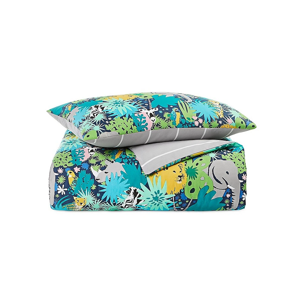 Ensemble de couette en percale satiné Jungle, quatre pièces